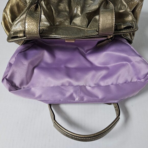 Coach Purse Garnet Gold Patent Leather Turnlock Satchel 13915 - Picture 9 of 16